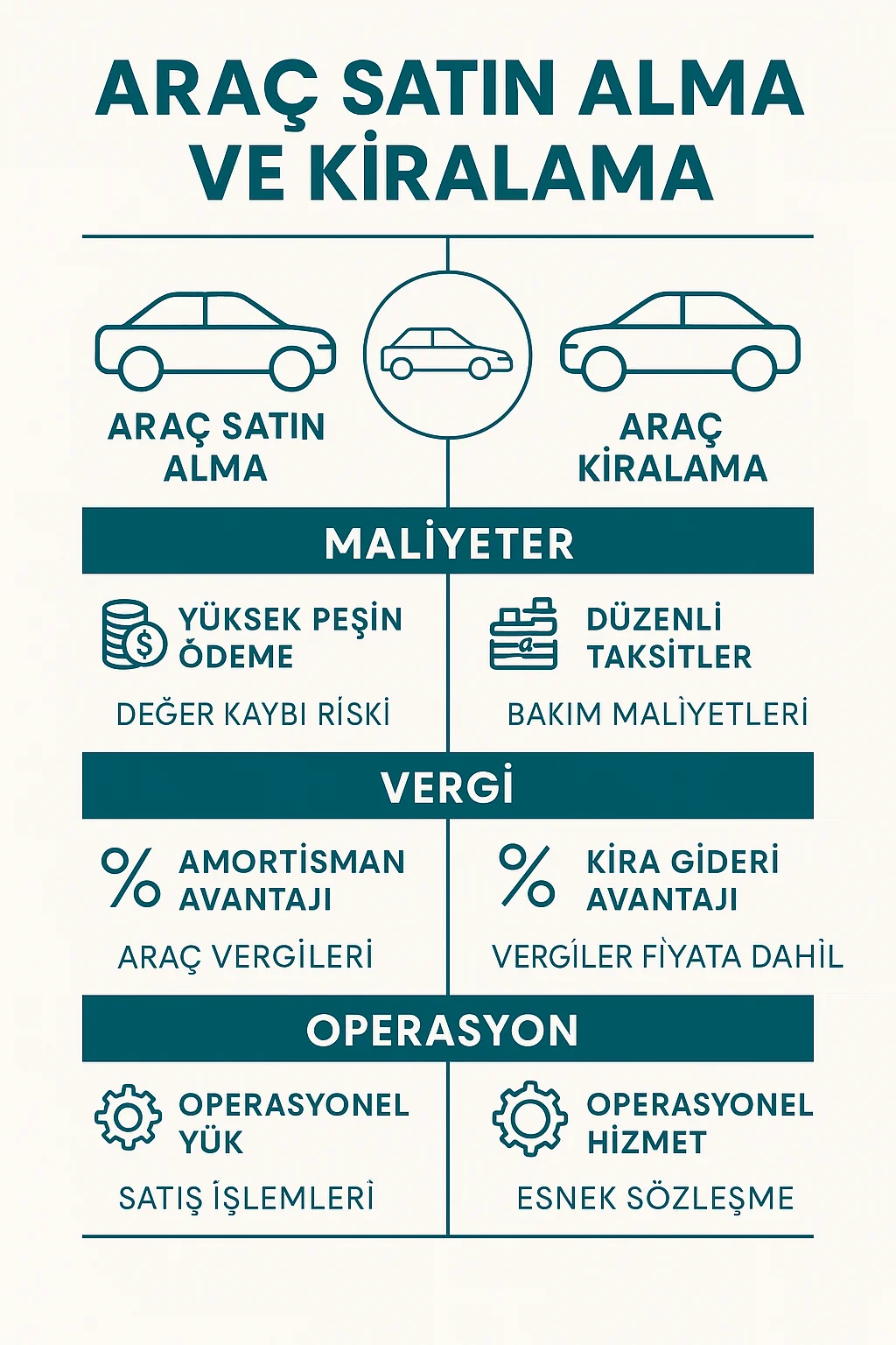 Satın alma – kiralama farkları tablosu